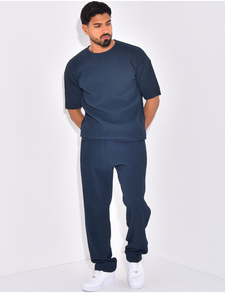 Azurro Pleated Trousers & T-Shirt