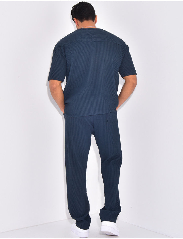 Azurro Pleated Trousers & T-Shirt