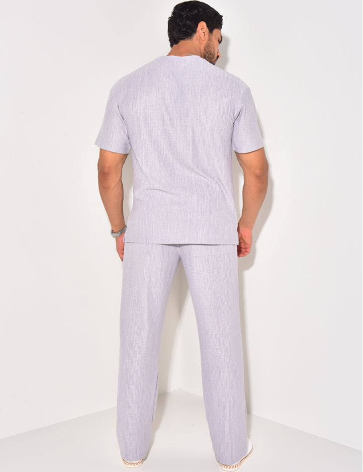 Azurro Pleated Trousers & T-Shirt