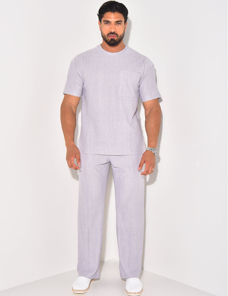 Azurro Pleated Trousers & T-Shirt
