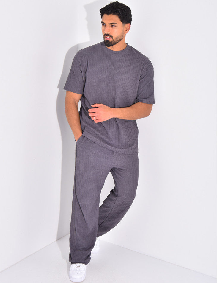 Azurro Pleated Trousers & T-Shirt